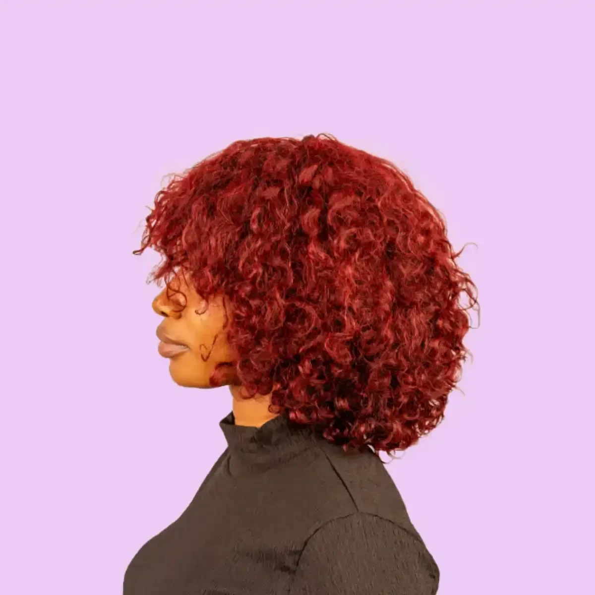12-Inch Raw Vietnamese FRINGE WATER WAVE Wig | 4×4 Lace | 210g | Wine Color