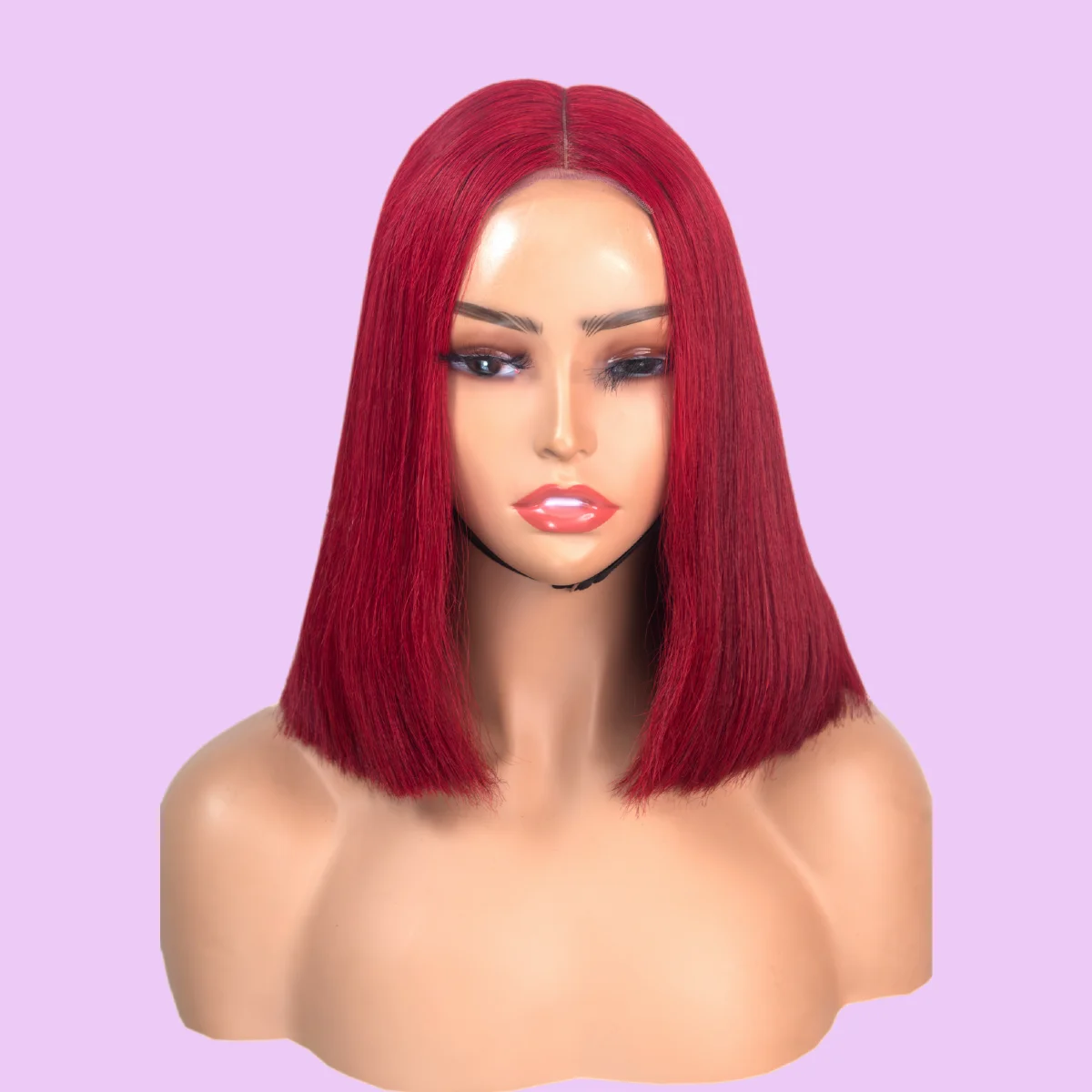  10-Inch Vietnamese BONE STRAIGHT  Wig | 2x6 Lace | 360g | WINE 05
