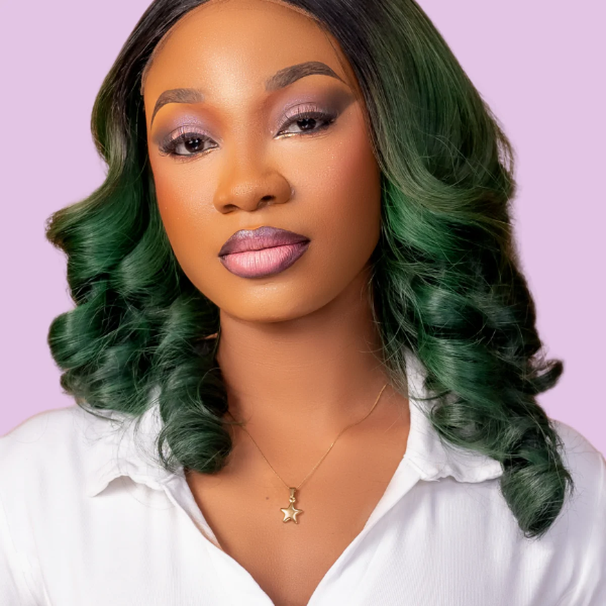 14-Inch Donor Vietnamese CURLS Wig | 5×5 HD Lace | 310g |OMBRE DARK GREEN